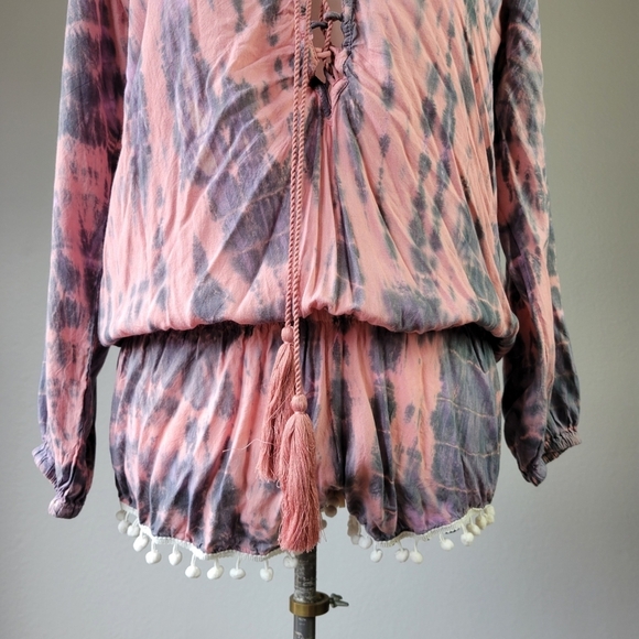 TIARE HAWAII // ltd ed kalani lace-up rope tassel plunge pom pom trim romper - Picture 10 of 15